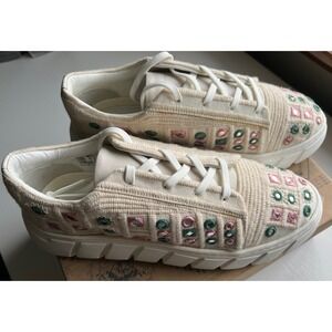 FREE PEOPLE Catch Me If You Can Womens White Mirror Crochet Sneakers Sz 41 US 10